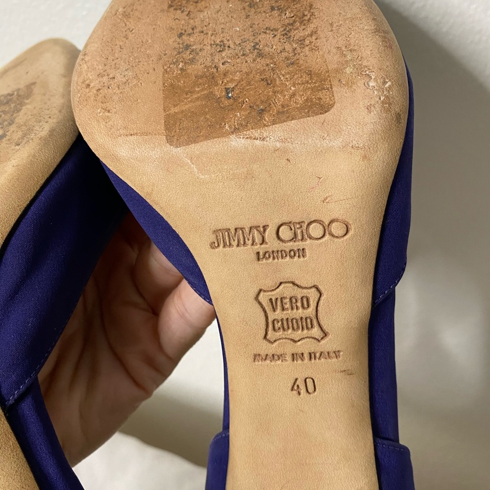 Jimmy Choo Embellished Satin Pumps blue/purple closed toe size 40 - Picture 6 of 14